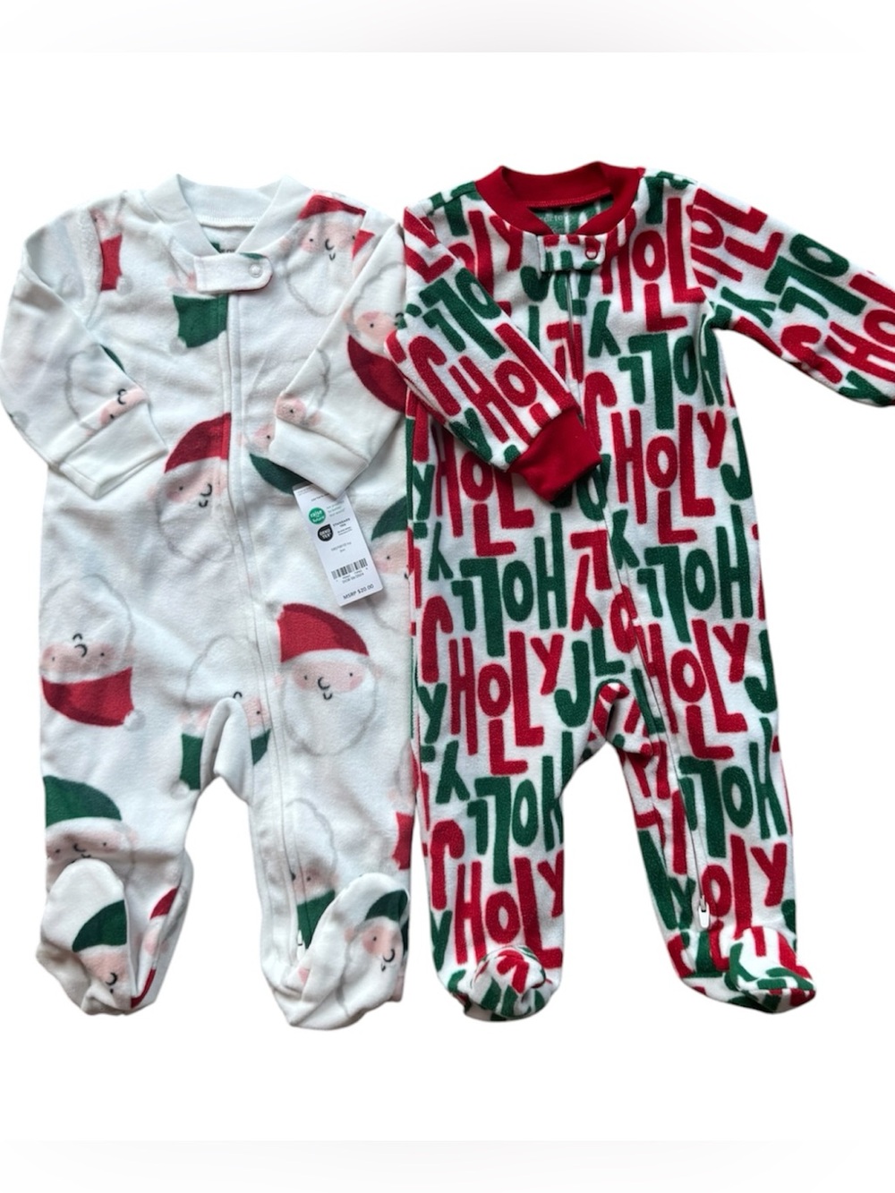 Carter's Holiday Fleece Footed One-Piece Pajama Bundle Size 6 Months 6M NWT